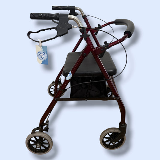 Red Four Wheeled Walker (Small) - Pre Owned