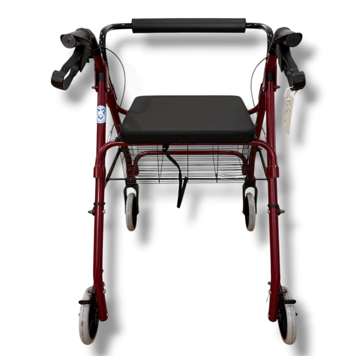 Maroon Four Wheeled Walker (Standard Size) - As New